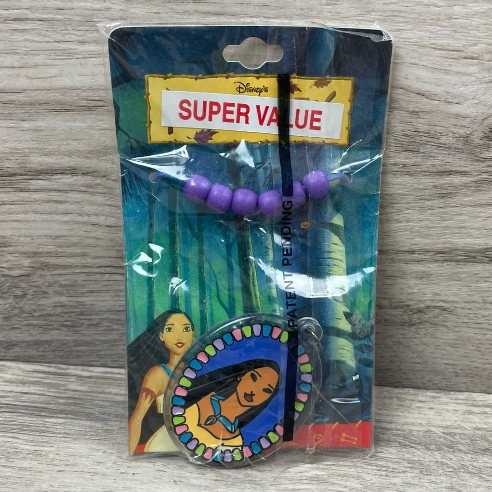 Vintage Disney Pocahontas Plastic Pendant Necklace NOS New